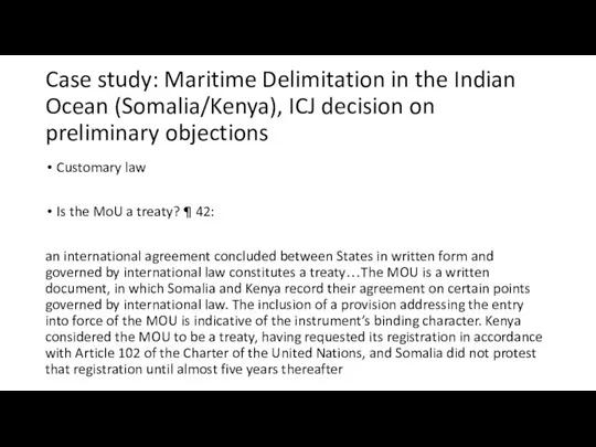 Case study: Maritime Delimitation in the Indian Ocean (Somalia/Kenya), ICJ decision on