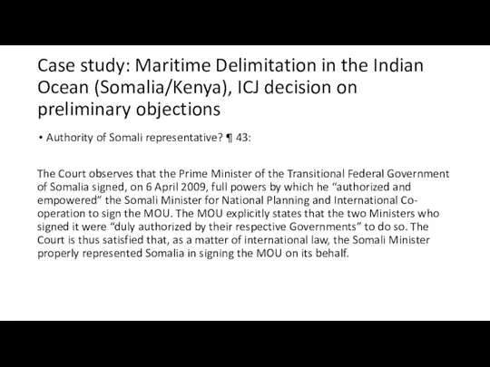 Case study: Maritime Delimitation in the Indian Ocean (Somalia/Kenya), ICJ decision on