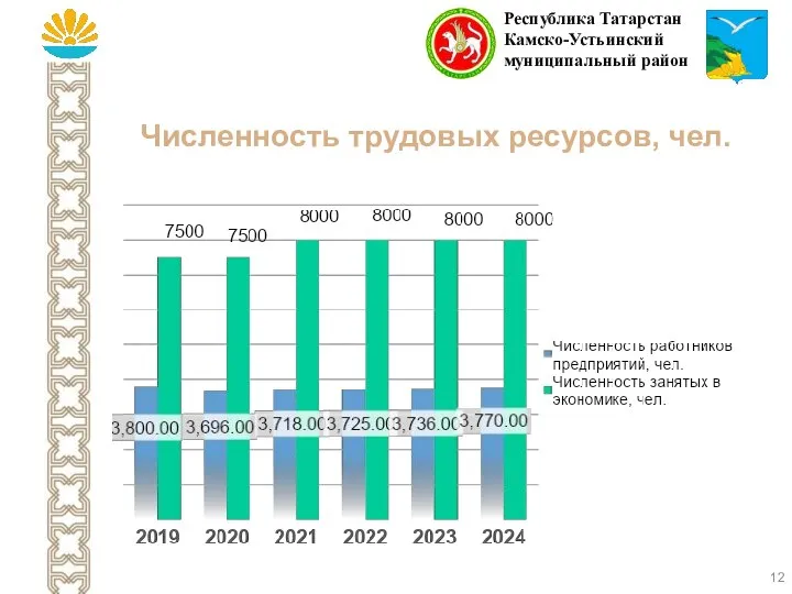 Численность трудовых ресурсов, чел. Республика Татарстан Камско-Устьинский муниципальный район