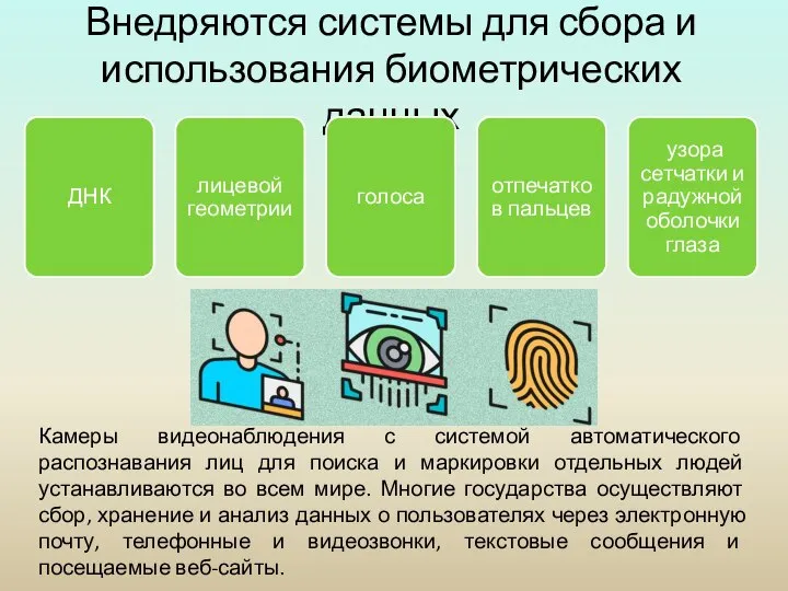 Внедряются системы для сбора и использования биометрических данных Камеры видеонаблюдения с системой