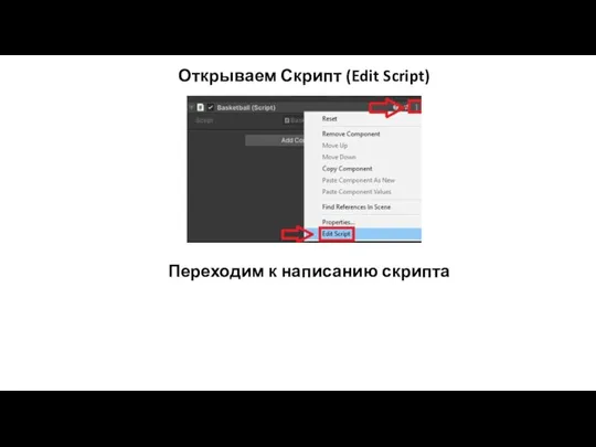 Открываем Скрипт (Edit Script) Переходим к написанию скрипта