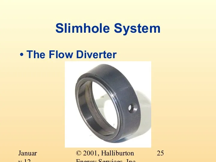 © 2001, Halliburton Energy Services, Inc. January 12, 2001 Slimhole System The Flow Diverter