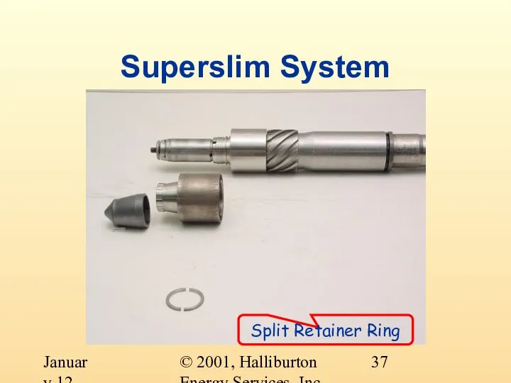 © 2001, Halliburton Energy Services, Inc. January 12, 2001 Superslim System Split Retainer Ring