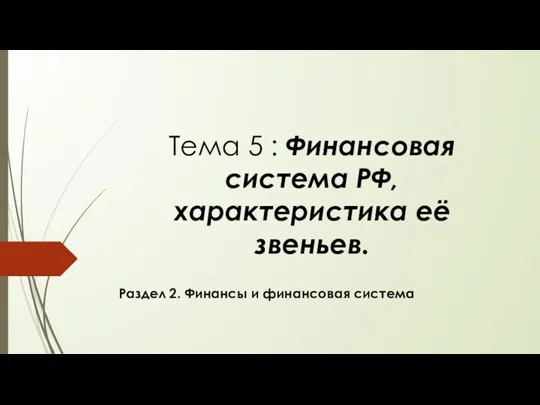 5 Финансовая система