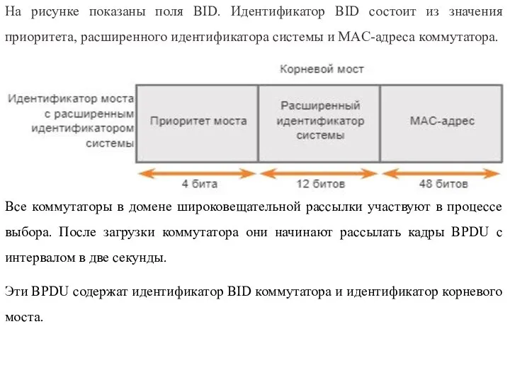 На рисунке показаны поля BID. Идентификатор BID состоит из значения приоритета, расширенного