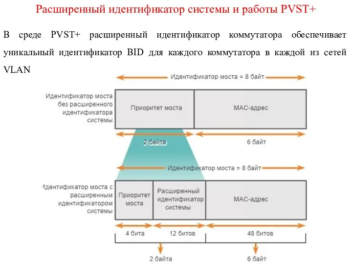 Расширенный идентификатор системы и работы PVST+ В среде PVST+ расширенный идентификатор коммутатора