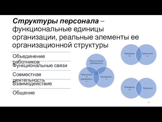 Структуры персонала – функциональные единицы организации, реальные элементы ее организационной структуры