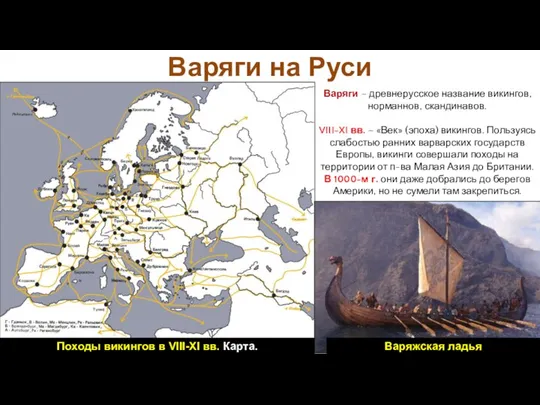 Варяги на Руси Варяги – древнерусское название викингов, норманнов, скандинавов. VIII-XI вв.