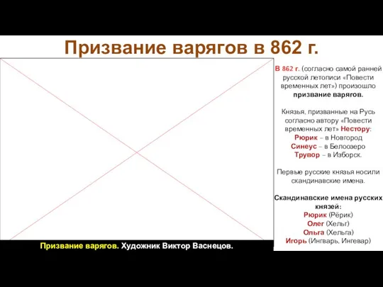 В 862 г. (согласно самой ранней русской летописи «Повести временных лет») произошло