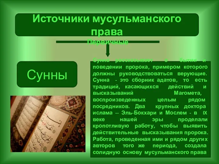 Сунна рассказывает о бытии и поведении пророка, примером которого должны руководствоваться верующие.