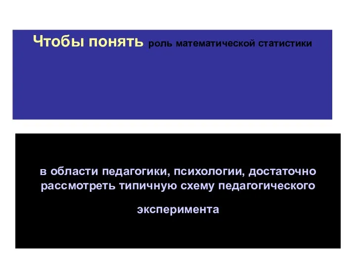 Чтобы понять роль математической статистики в области педагогики, психологии, достаточно рассмотреть типичную схему педагогического эксперимента