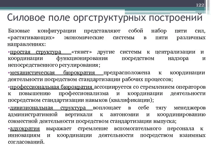 Силовое поле оргструктурных построений Базовые конфигурации представляют собой набор пяти сил, «растягивающих»