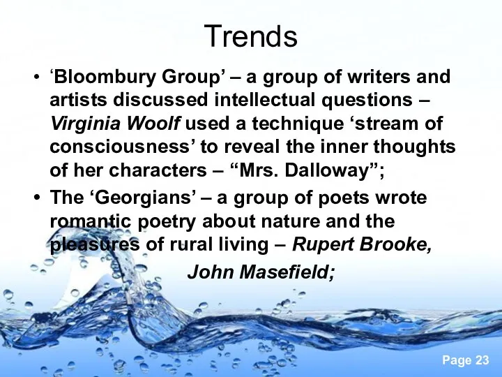 Trends ‘Bloombury Group’ – a group of writers and artists discussed intellectual