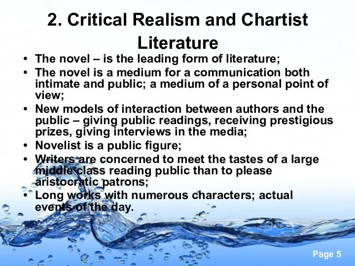 2. Critical Realism and Chartist Literature The novel – is the leading