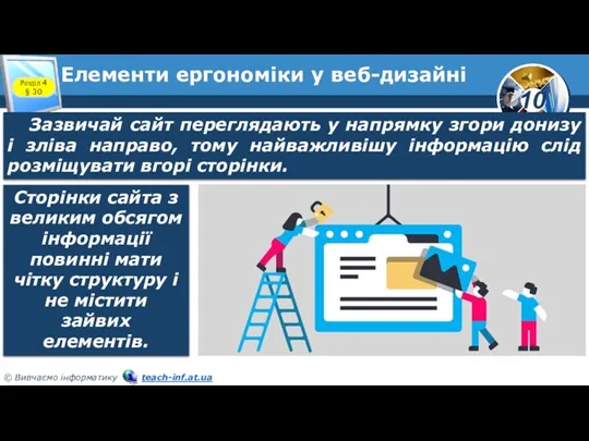 Елементи ергономіки у веб-дизайні Розділ 4 § 30 Зазвичай сайт переглядають у