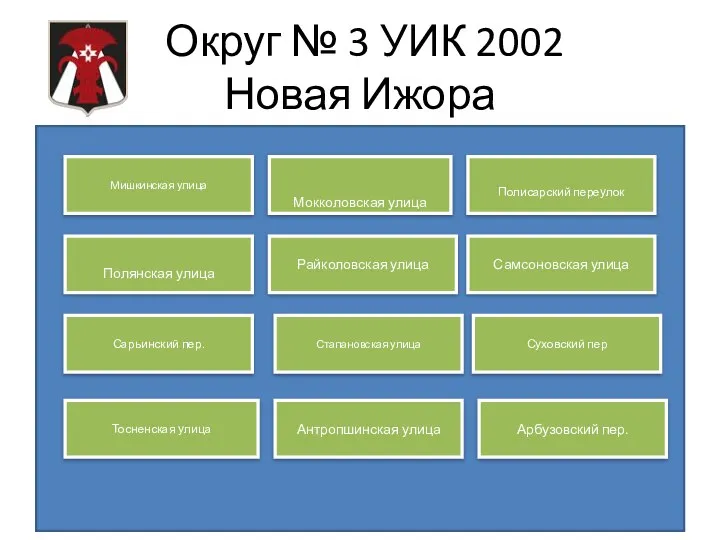 Округ № 3 УИК 2002 Новая Ижора Мишкинская улица Мокколовская улица Полисарский