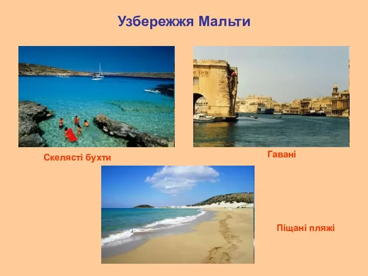 Узбережжя Мальти Скелясті бухти Піщані пляжі Гавані