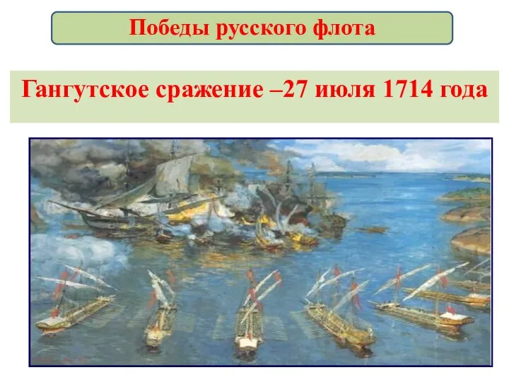 Гангутское сражение –27 июля 1714 года Победы русского флота