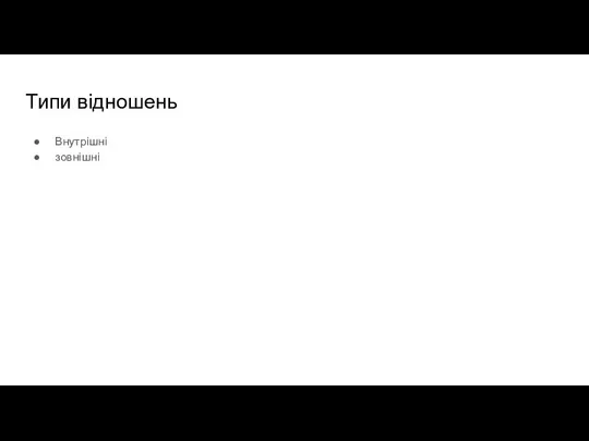 Типи відношень Внутрішні зовнішні