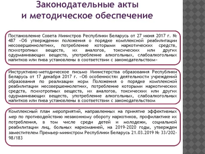 Законодательные акты и методическое обеспечение