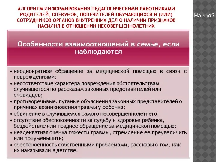 АЛГОРИТМ ИНФОРМИРОВАНИЯ ПЕДАГОГИЧЕСКИМИ РАБОТНИКАМИ РОДИТЕЛЕЙ, ОПЕКУНОВ, ПОПЕЧИТЕЛЕЙ ОБУЧАЮЩИХСЯ И (ИЛИ) СОТРУДНИКОВ ОРГАНОВ