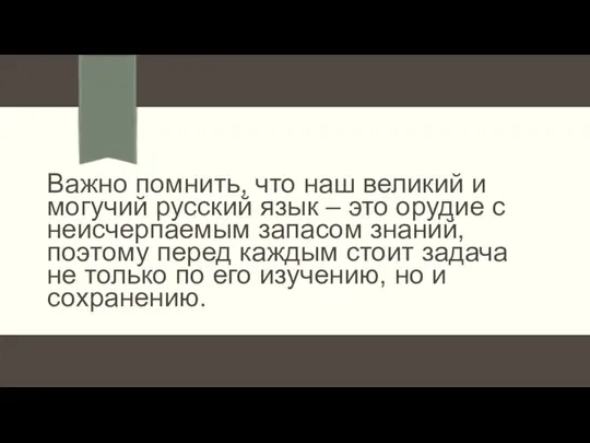 Важно помнить, что наш великий и могучий русский язык – это орудие