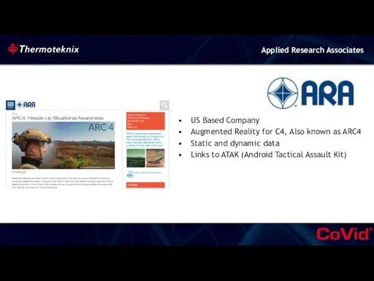 Applied Research Associates US Based Company Augmented Reality for C4, Also known