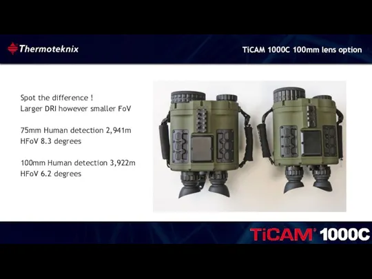 Spot the difference ! Larger DRI however smaller FoV 75mm Human detection