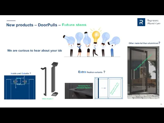 New products – DoorPulls – Future steps We are curious to hear