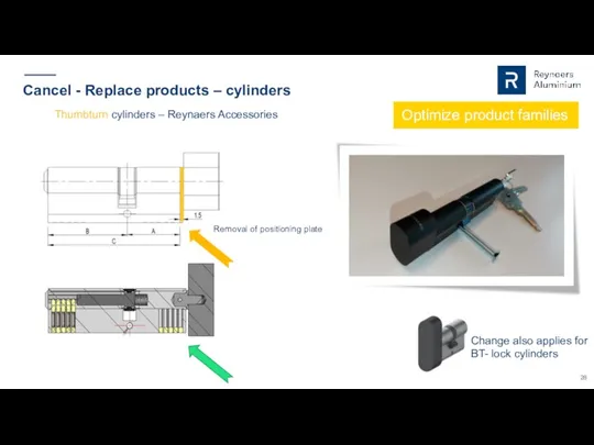 Cancel - Replace products – cylinders Optimize product families Change also applies