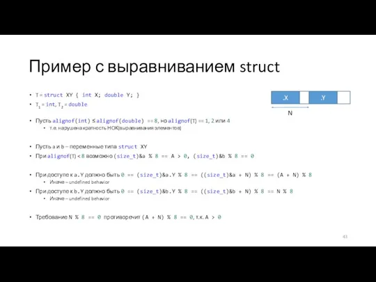 Пример с выравниванием struct T = struct XY { int X; double