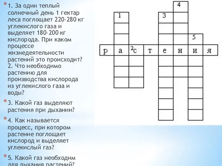 1. За один теплый солнечный день 1 гектар леса поглощает 220–280 кг