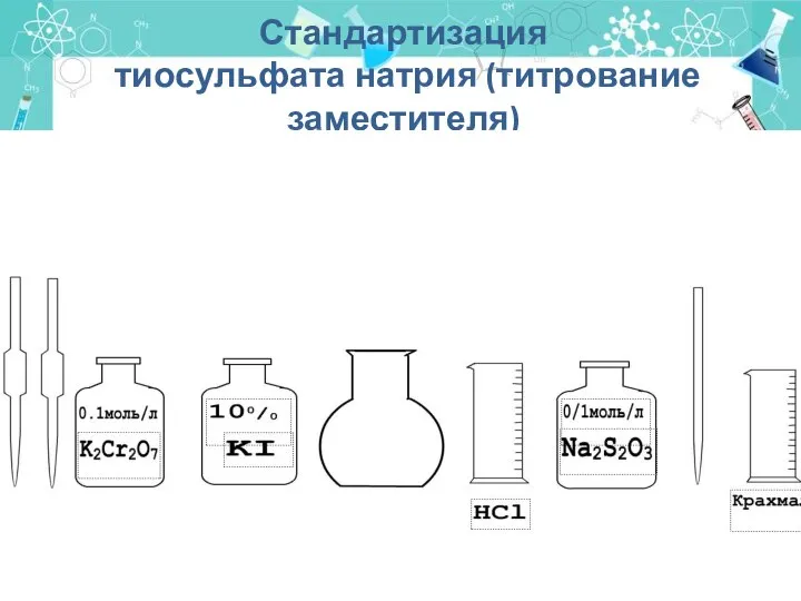 Стандартизация тиосульфата натрия (титрование заместителя)