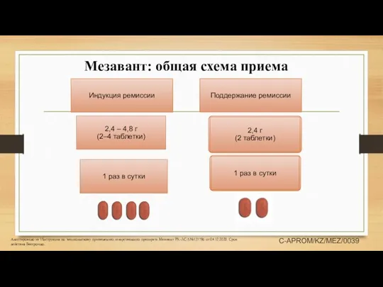 Мезавант: общая схема приема Адаптировано из Инструкция по медицинскому применению лекарственного препарата