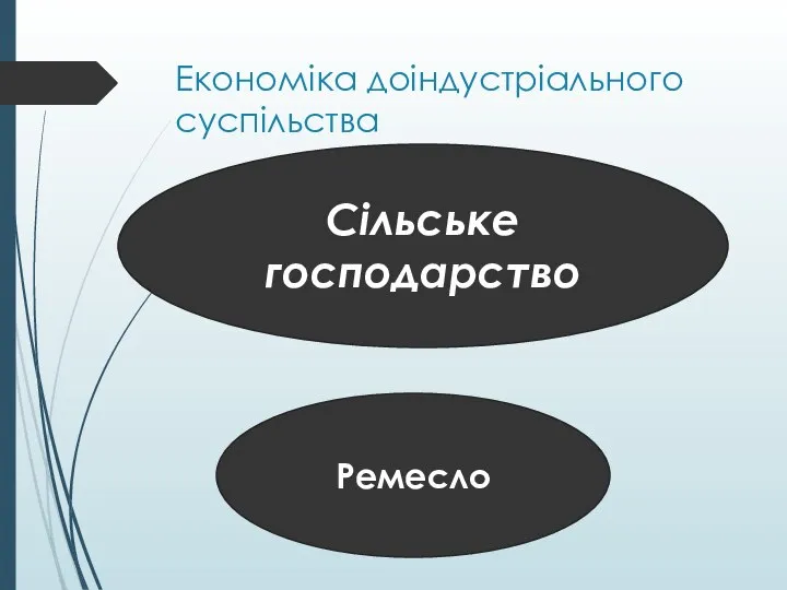 Економіка доіндустріального суспільства Сільське господарство Ремесло