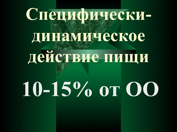 Специфически- динамическое действие пищи 10-15% от ОО