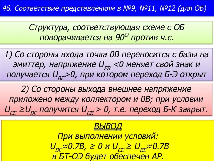 46. Соответствие представлениям в №9, №11, №12 (для ОБ) 2) Со стороны