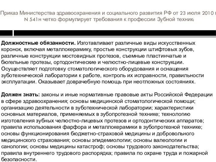 Приказ Министерства здравоохранения и социального развития РФ от 23 июля 2010 г.