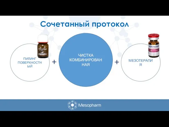 Сочетанный протокол ПИЛИНГ ПОВЕРХНОСТНЫЙ ЧИСТКА КОМБИНИРОВАННАЯ МЕЗОТЕРАПИЯ + +