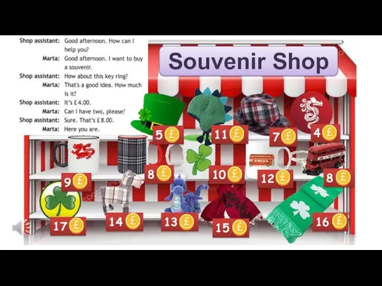 5 10 12 8 17 14 13 15 16 4 7 11 8 9 Souvenir Shop