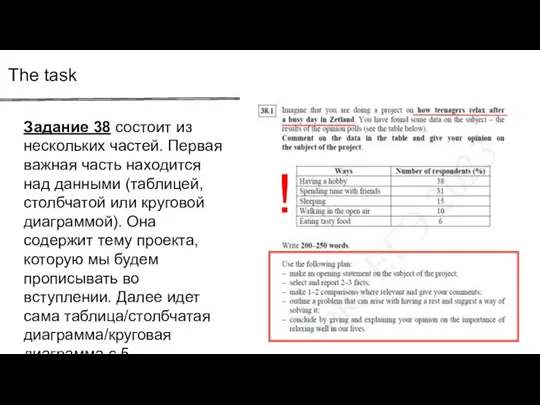 Задание 38 состоит из нескольких частей. Первая важная часть находится над данными