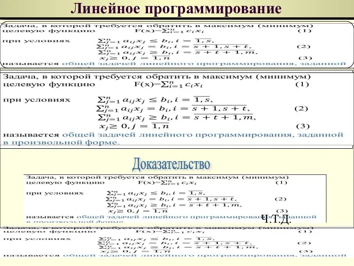 Линейное программирование Лемма 1 Доказательство Ч.Т.Д.