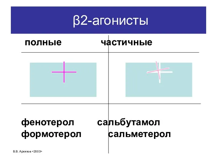 В.В. Архипов β2-агонисты полные частичные фенотерол сальбутамол формотерол сальметерол