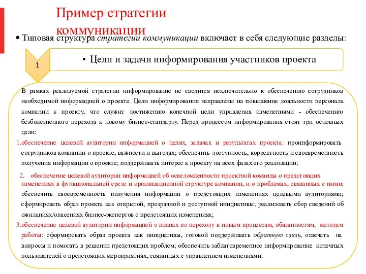 Пример стратегии коммуникации Типовая структура стратегии коммуникации включает в себя следующие разделы: