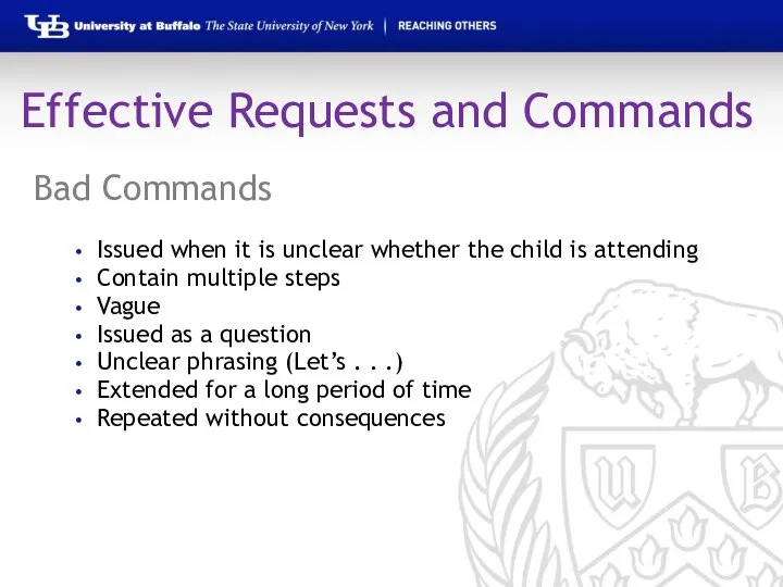 Effective Requests and Commands Bad Commands Issued when it is unclear whether