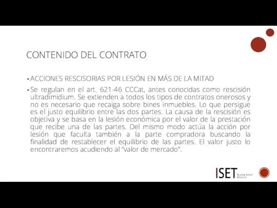 CONTENIDO DEL CONTRATO ACCIONES RESCISORIAS POR LESIÓN EN MÁS DE LA MITAD