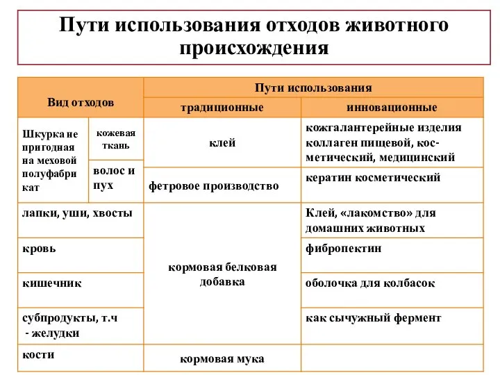 Пути использования отходов животного происхождения