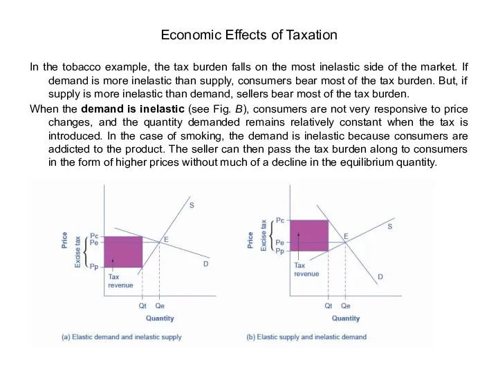 In the tobacco example, the tax burden falls on the most inelastic