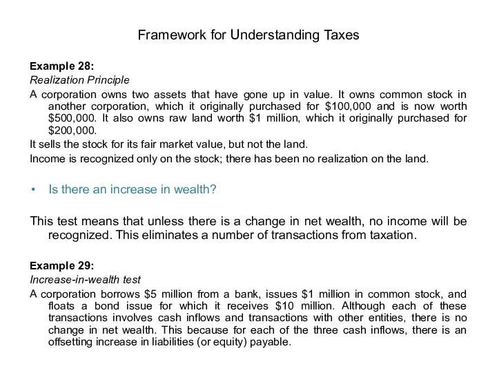 Example 28: Realization Principle A corporation owns two assets that have gone