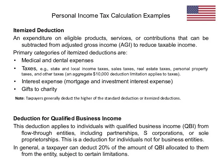 Itemized Deduction An expenditure on eligible products, services, or contributions that can